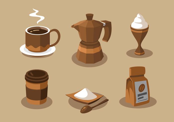 Conjunto de vectores de imágenes prediseñadas de elementos de café