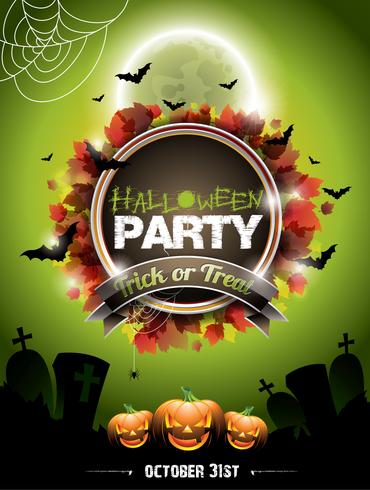 Vector illustration on a Halloween Party theme with pumpkins.