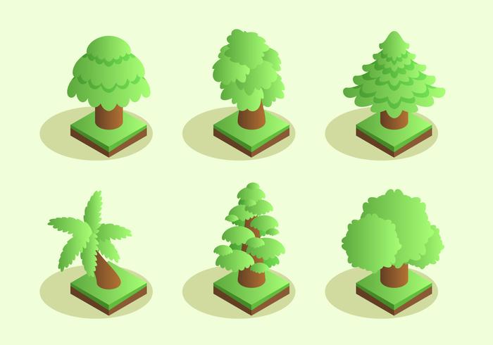 Isometric Tree Clipart Set Vector