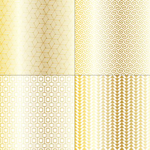 mod gold and white geometric patterns vector