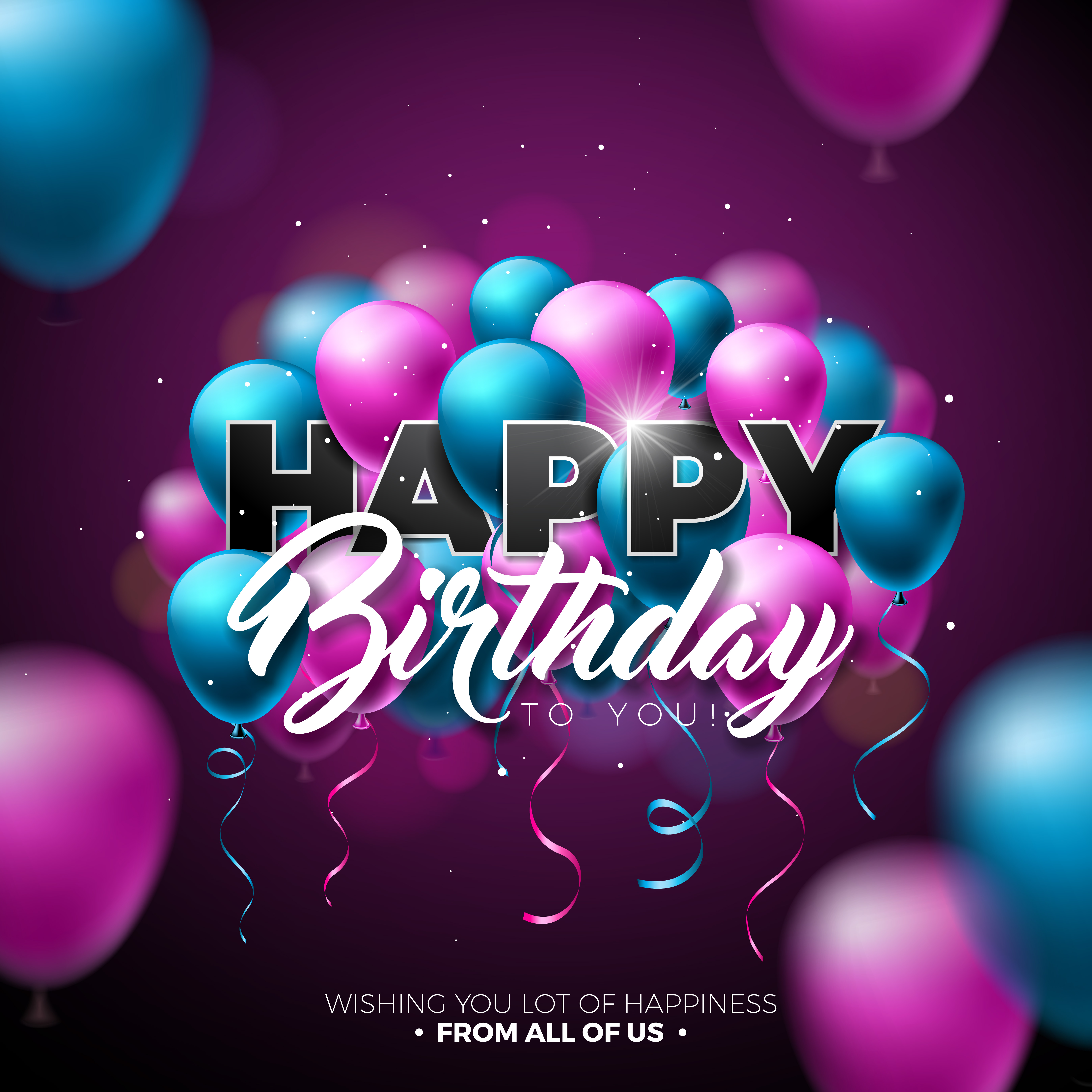 Happy Birthday  Vector Design  with Balloon Typography and 