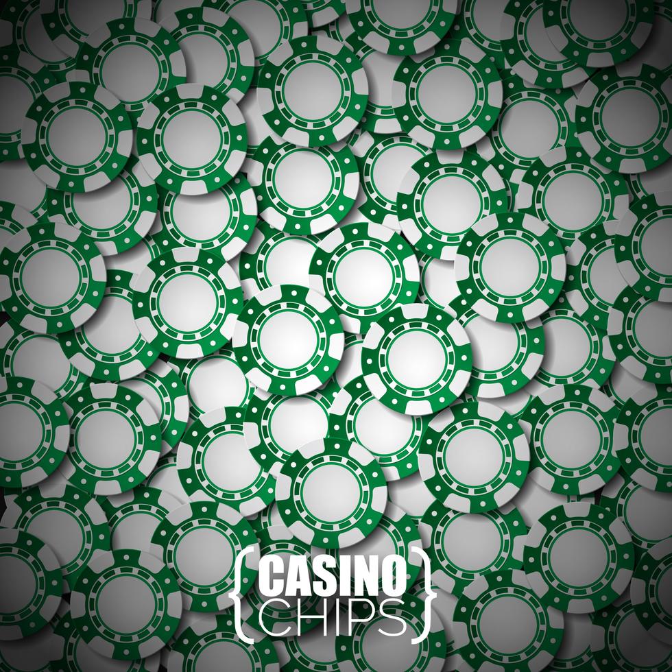 Ilustración vectorial sobre un tema de casino con fichas de juego verdes vector