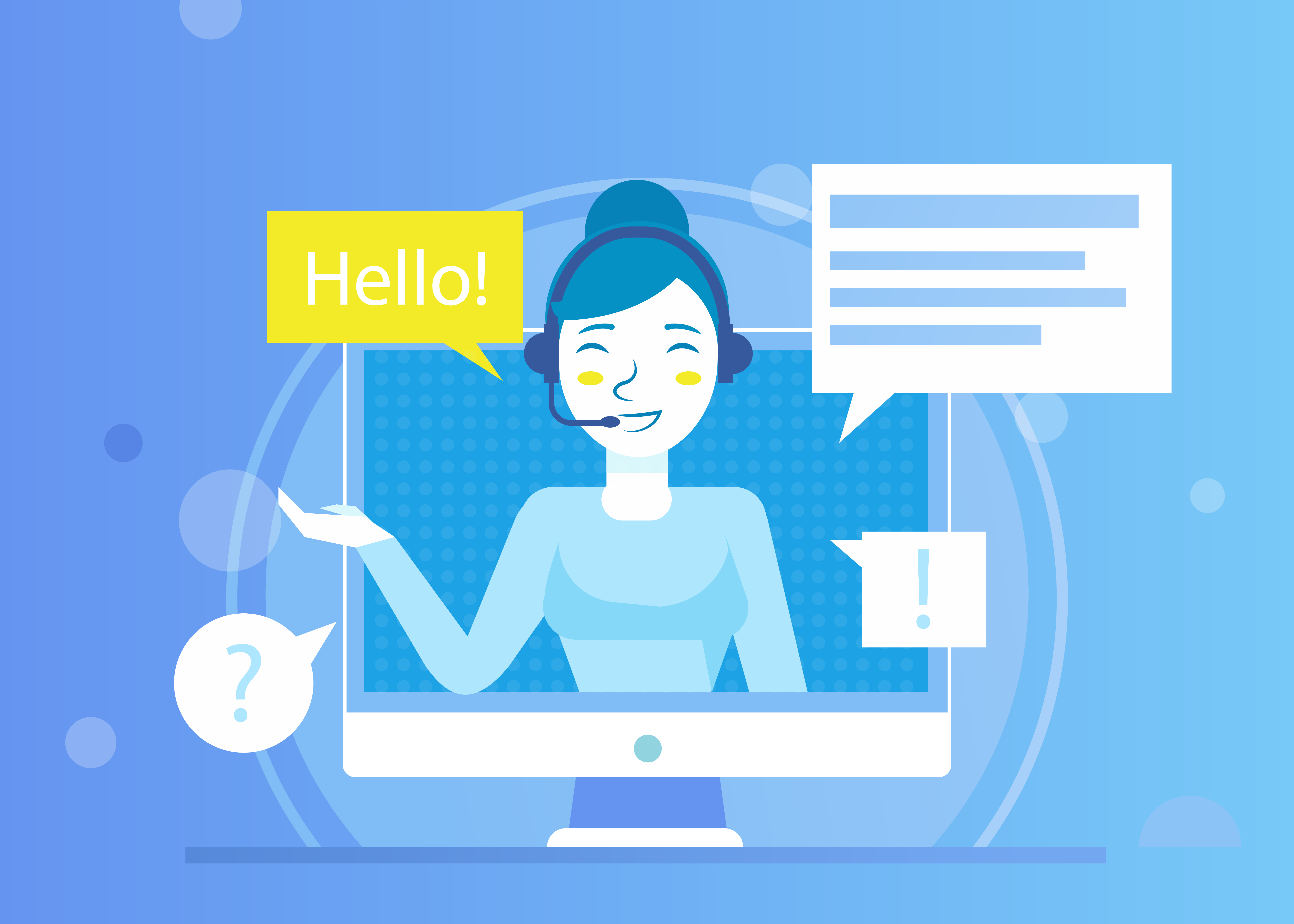 Woman answers questions from the user 358152 vector art at vecteezy