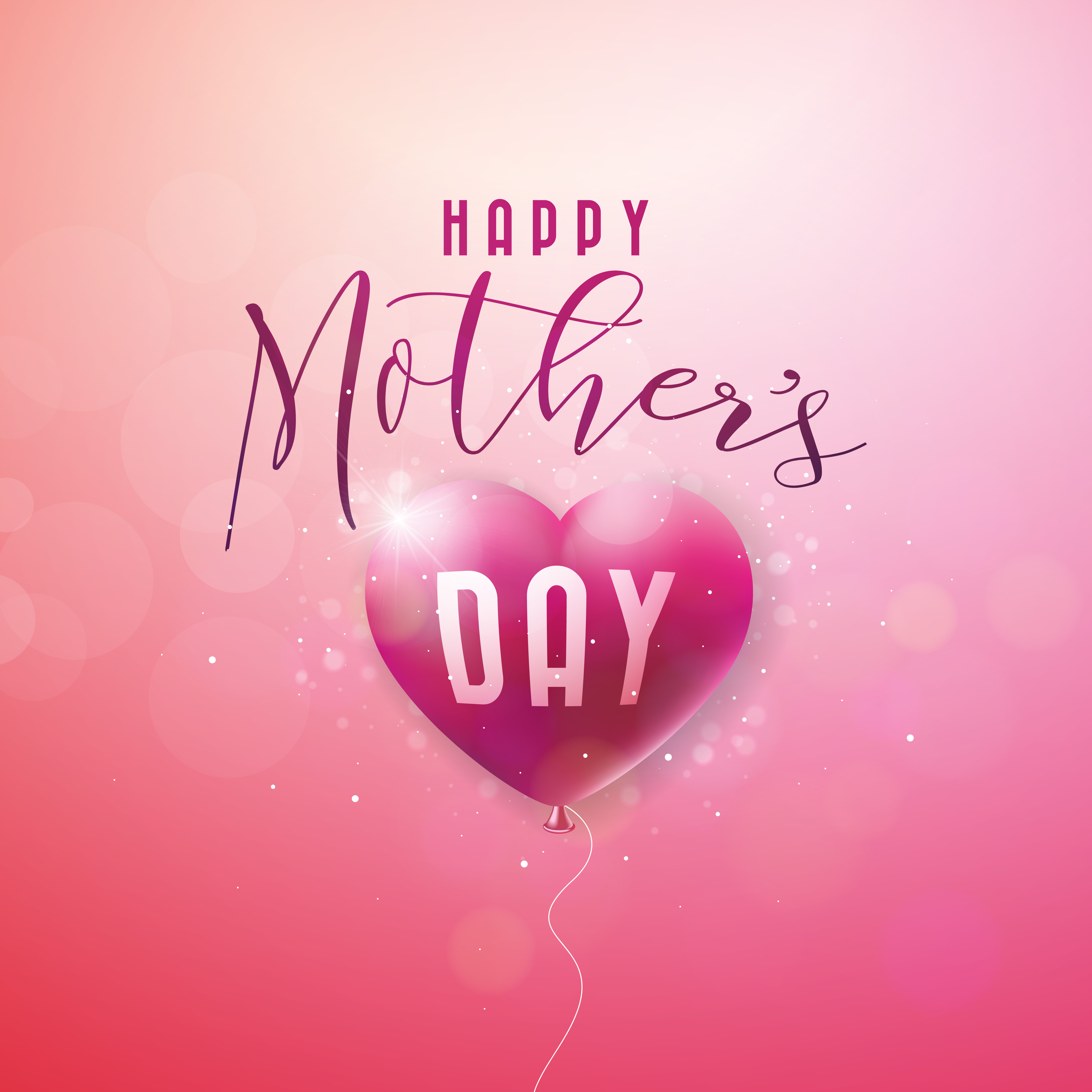  Happy  Mothers  Day  Greeting card with flower on pink background Vector 