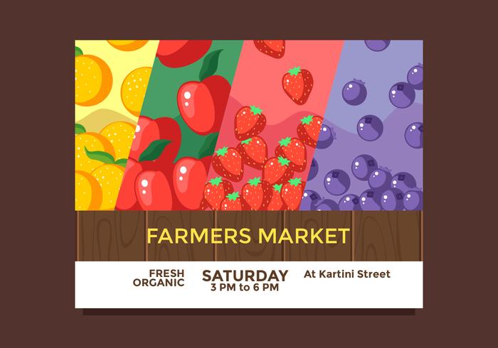 Flyer Design Fruits Farmers Market Vector