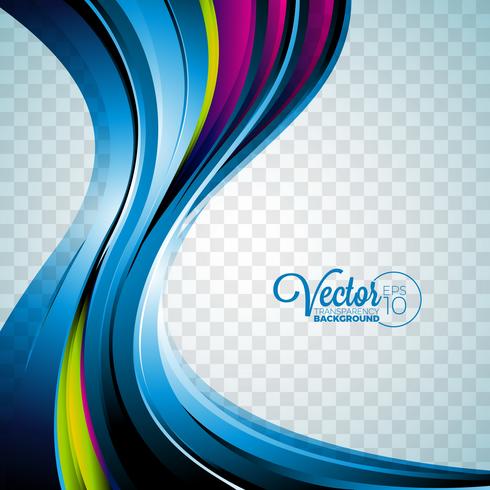 Abstract vector wave design on transparent background.