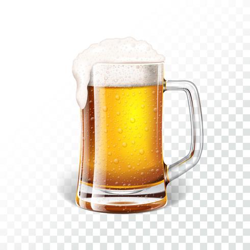 Vector illustration with fresh lager beer in a beer mug