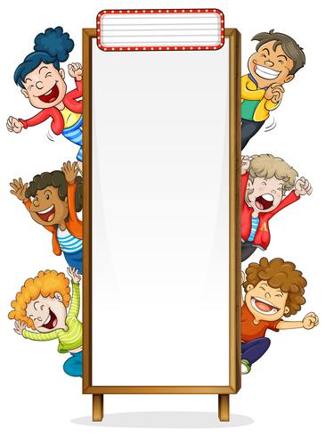 Border template with happy children vector