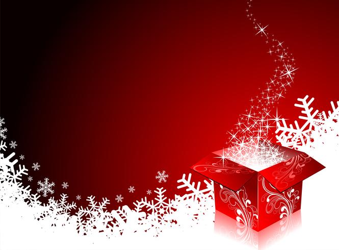 Ilustración de Navidad con cajas de regalo sobre fondo rojo vector