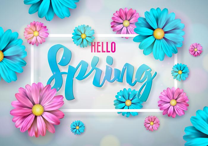 Spring nature design with beautiful colorful flower on clean background vector