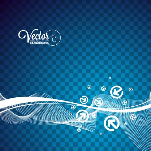 Abstract vector wave design with arrows on transparent background.