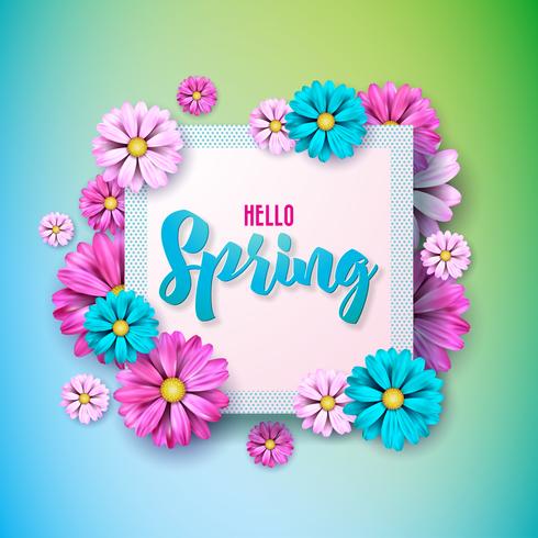 Spring nature design with beautiful colorful flower on clean background vector