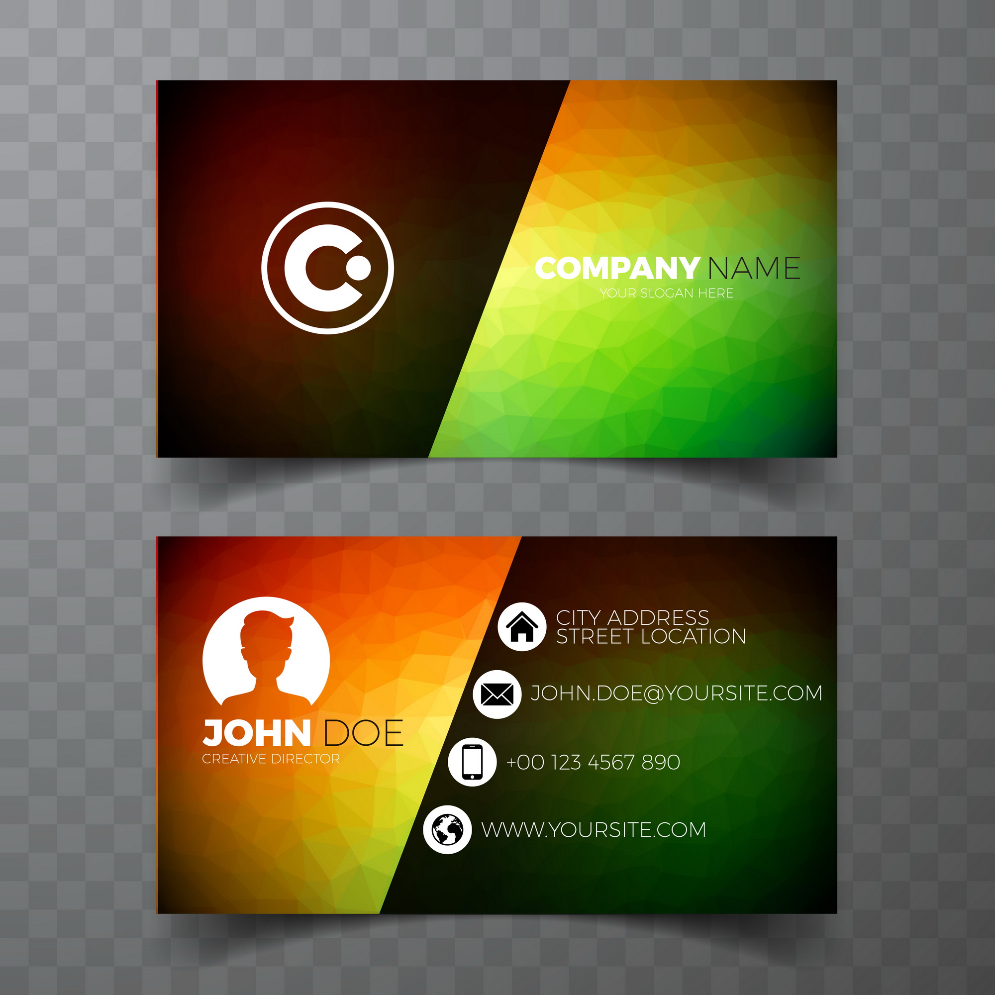 vector modern green business card design template on clean