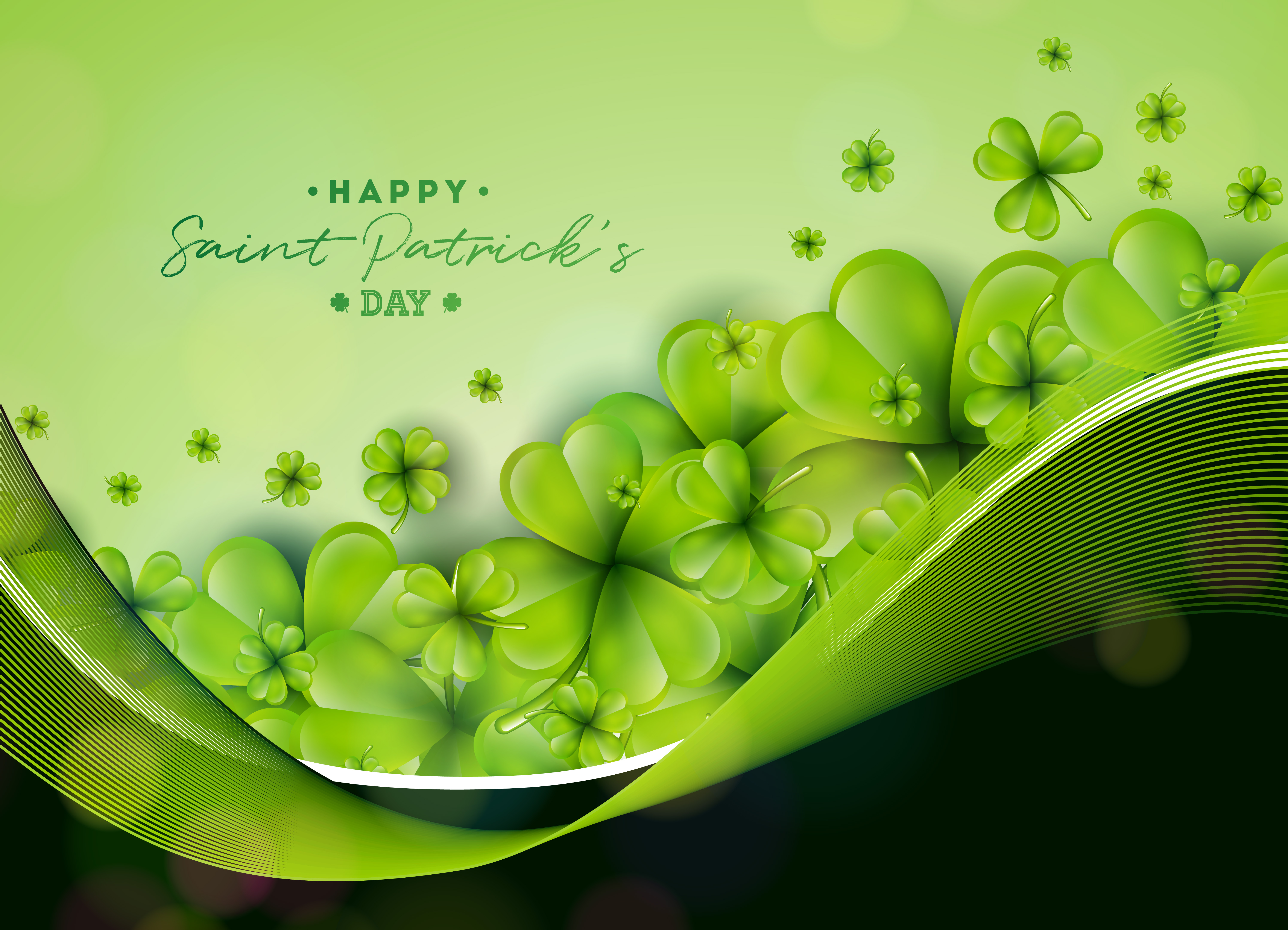 Saint Patricks Day Background Design With Green Clovers Leaf 358286