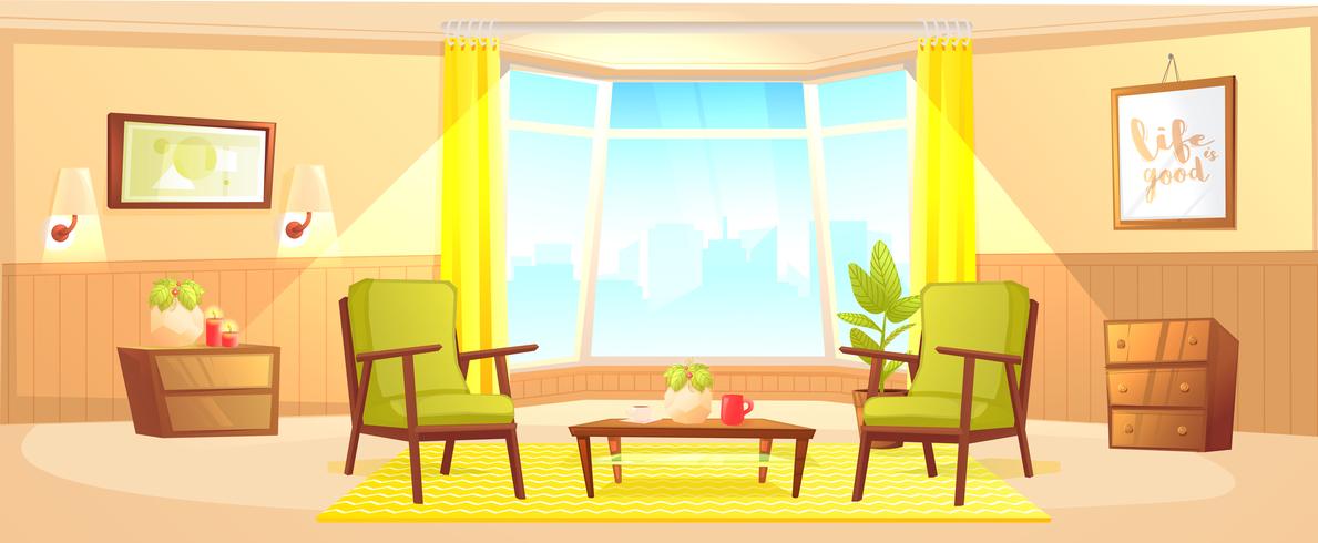 Classic living room home interior design banner vector
