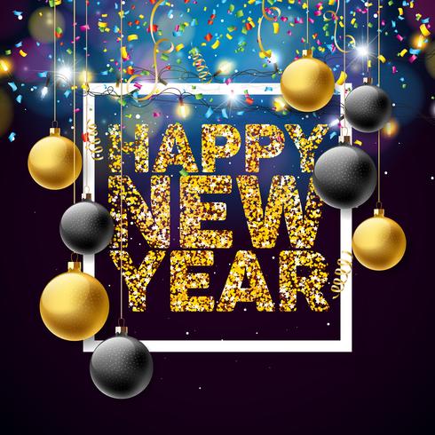 Happy New Year with Shiny Golden Typography Design  vector