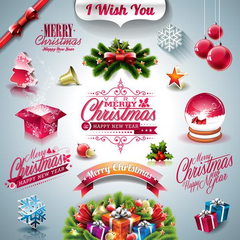 Vector Holiday collection for a Christmas theme with 3d elements