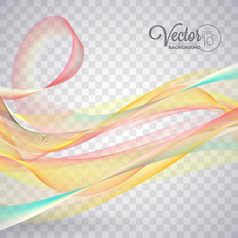 Elegant vector flowing color wave design on transparent background.