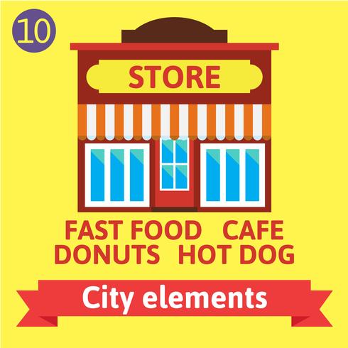 Store buildings flat vector