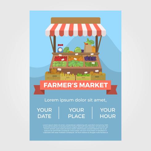 Flat Farmer's Market Flyer Vector Template