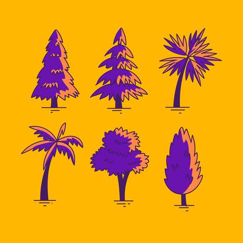 Dibujado a mano árbol Clipart Vector Set