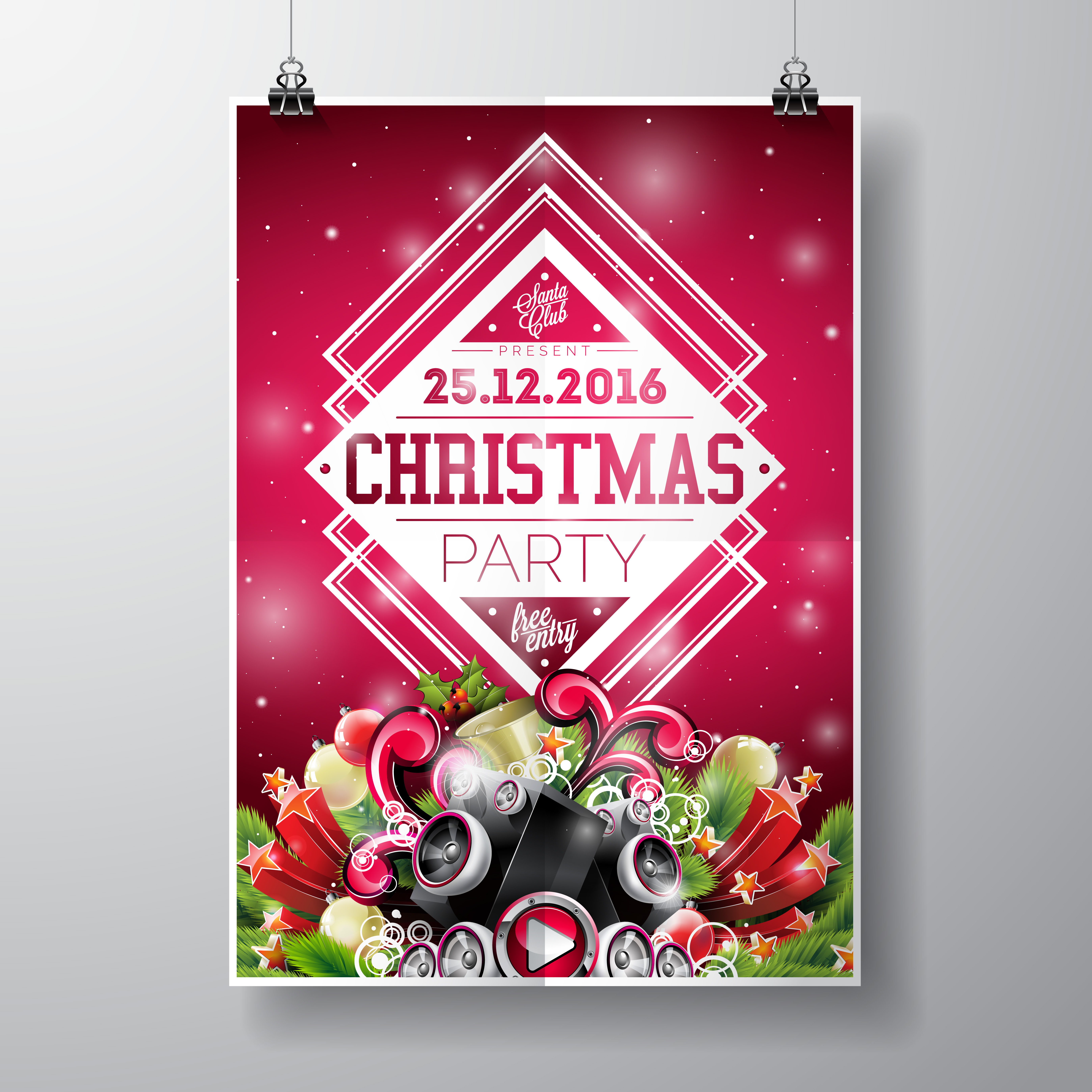 Vector Merry Christmas Party design with holiday typography elements