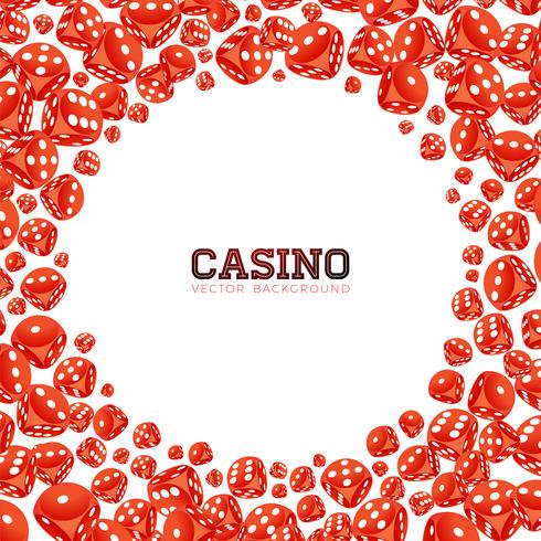 Casino illustration with floating dices on white background. Vector gambling isolated design element.