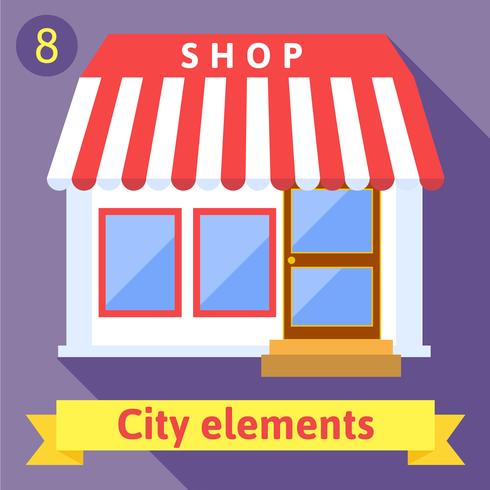 Store buildings flat vector