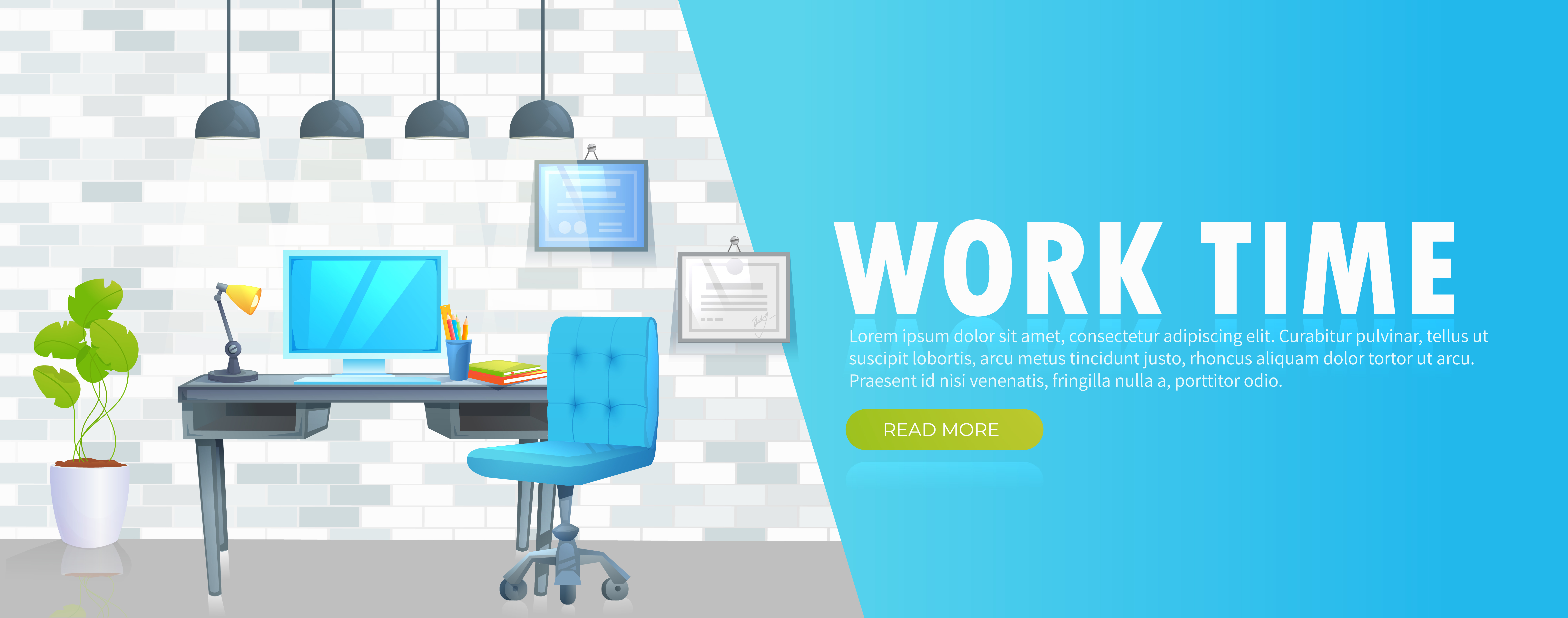 Work time in office banner 358554 Vector Art at Vecteezy