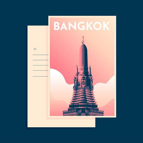 Wat Arun Bangkok Postcard Template Vector