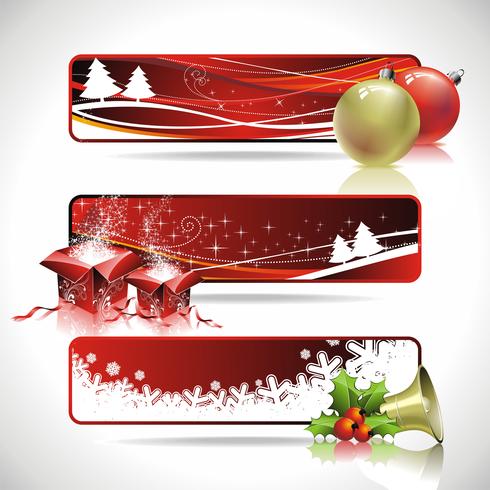 Three vector banner design on a Christmas theme..