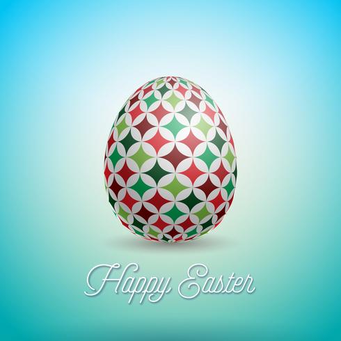 Vector Illustration of Happy Easter Holiday with Painted Egg and Flower on Clean Background