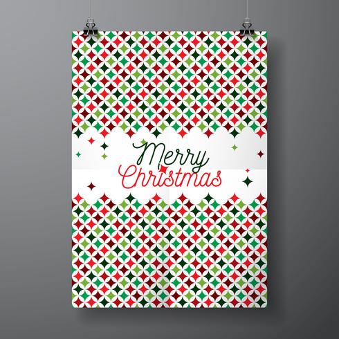 Vector Merry Christmas Holiday illustration with typographic design and abstract color texture pattern on clean background.