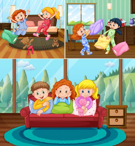 Girls at slumber party in the house vector