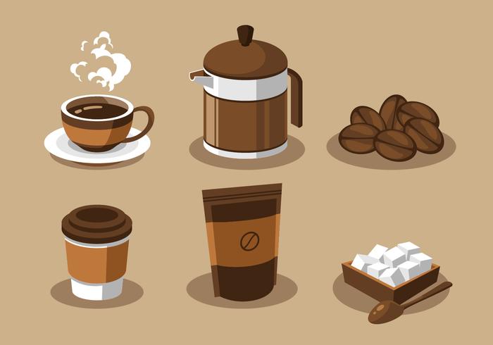 Vector de elementos de café conjunto de vectores