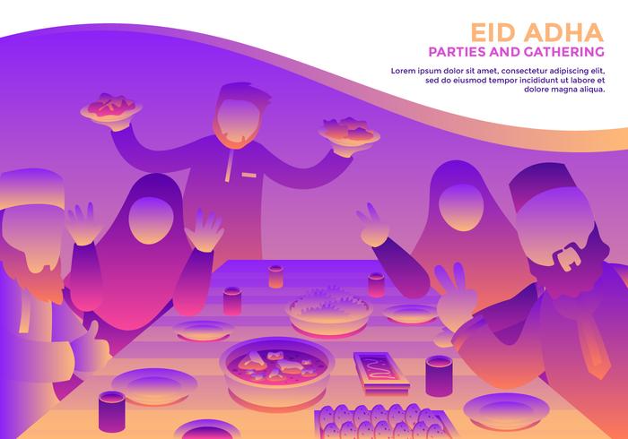 Eid Adha Fiestas Y Reuniones Vector