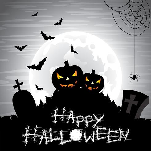 Vector illustration on a Halloween theme on a moon background.