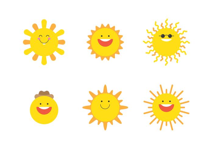 conjunto de emojis de sol vector