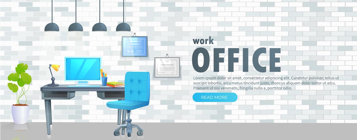 Workplace with table and laptop and coffee vector