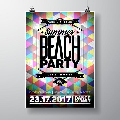 Vector Summer Beach Party Flyer Design con elementos tipográficos y espacio de copia