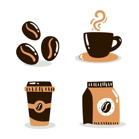 Vector de elementos de café dibujado a mano