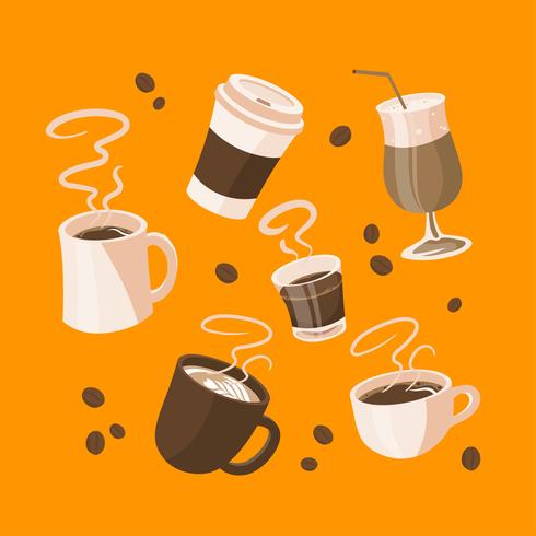 Cartoon Coffee Menu Elements Clipart Set Vector