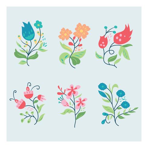 Conjunto floral y composición vector