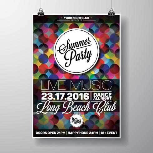 Vector Summer Beach Party Flyer Design with typographic elements