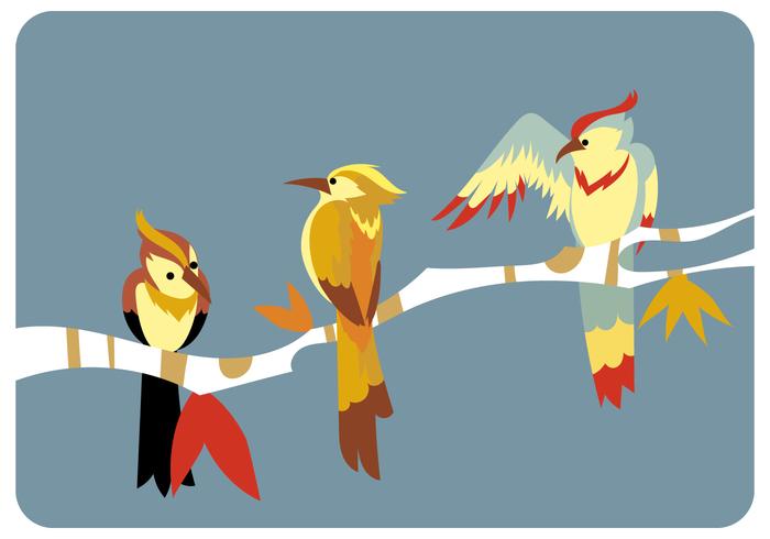 Three Birds on The Branch Vector