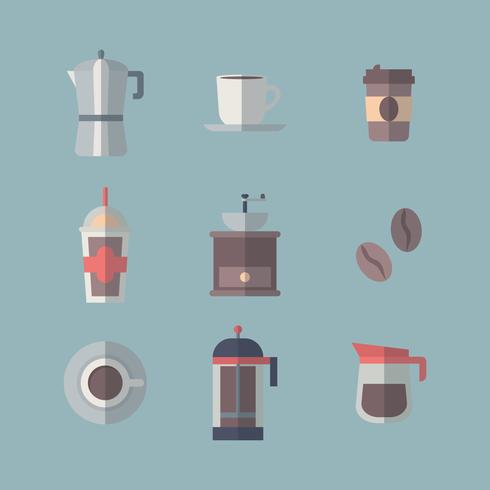 Conjunto de iconos de café con sombras vector