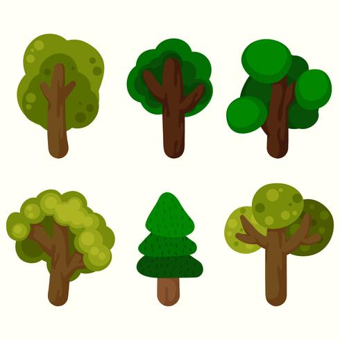 conjunto de imágenes prediseñadas de árbol vector