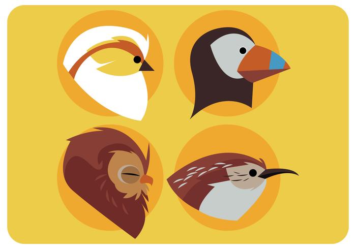 Birds Head Design Set Vector