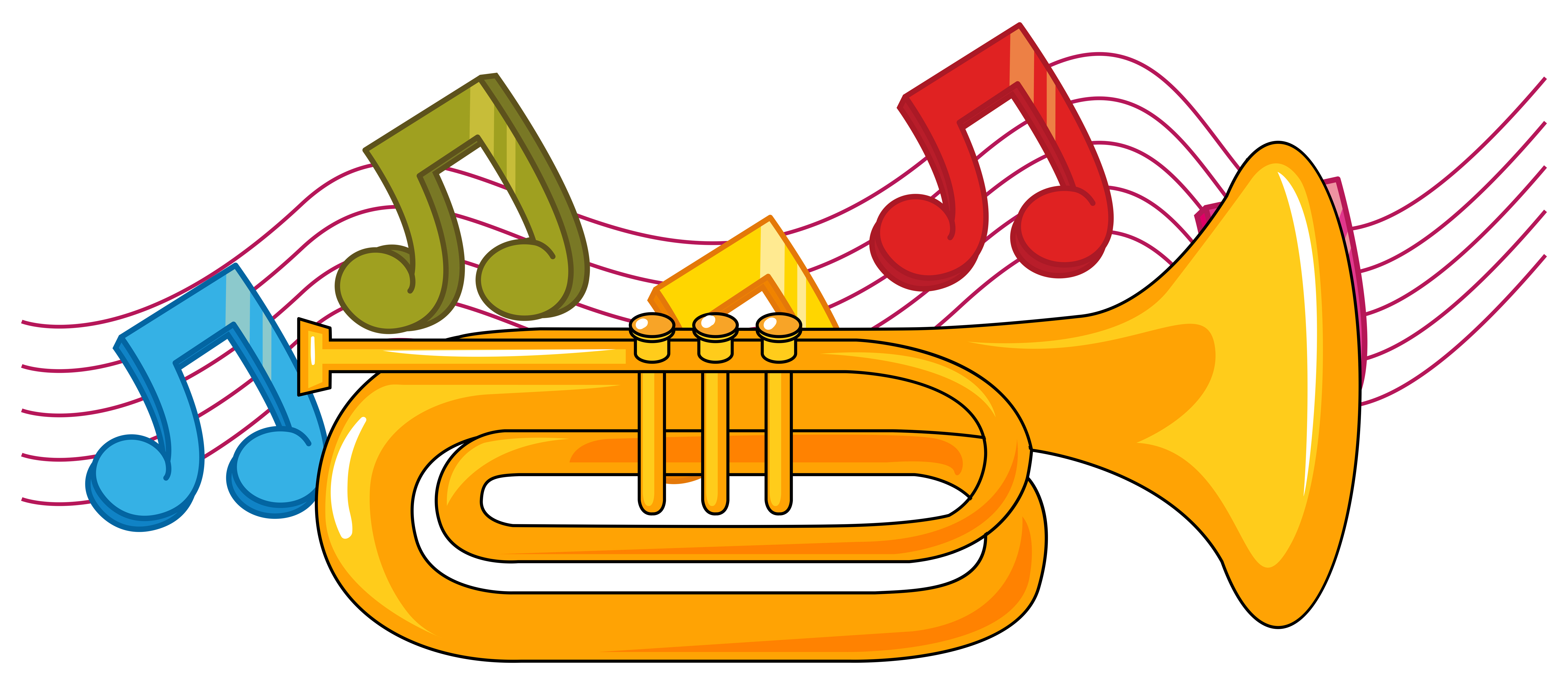 Trumpet and music notes in background 358901 Vector Art at Vecteezy
