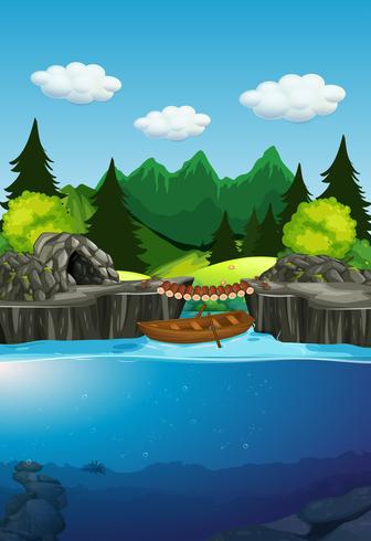 A nature lake background vector